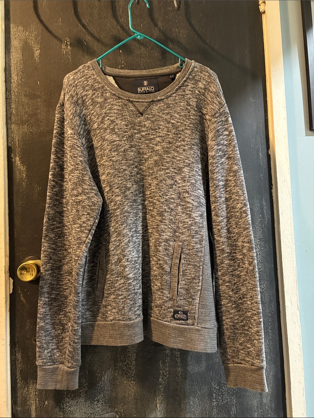 Buffalo David Bitton Men's Gray Marled Crewneck Pullover
